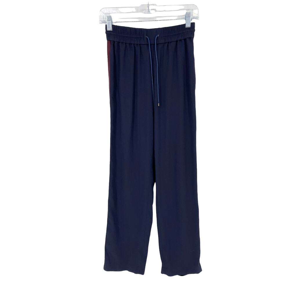 Kenzo Pants Womens XS Side Stripe Track Straight Leg Navy Blue Relaxed